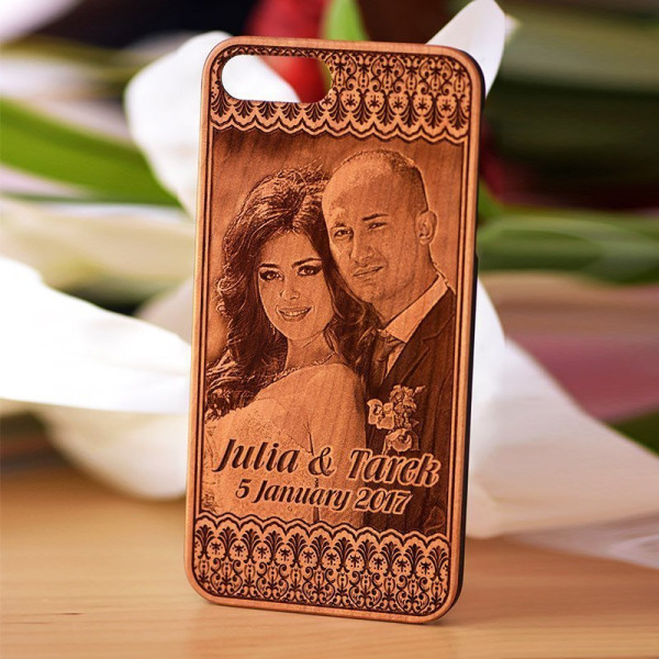 couple picture Personalized wooden Mobile Case from Laser Gallery