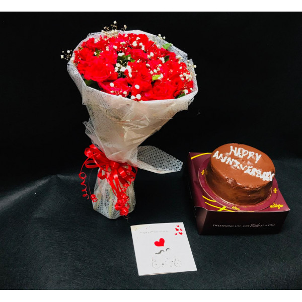 Premium cake and bouquet combo